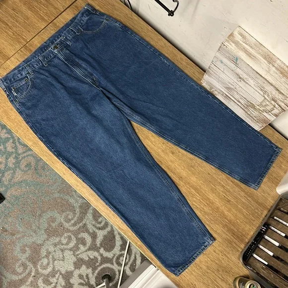 Carhartt great shape 100% cotton blue denim relaxed fit brown pockets mens jeans - Picture 7 of 8